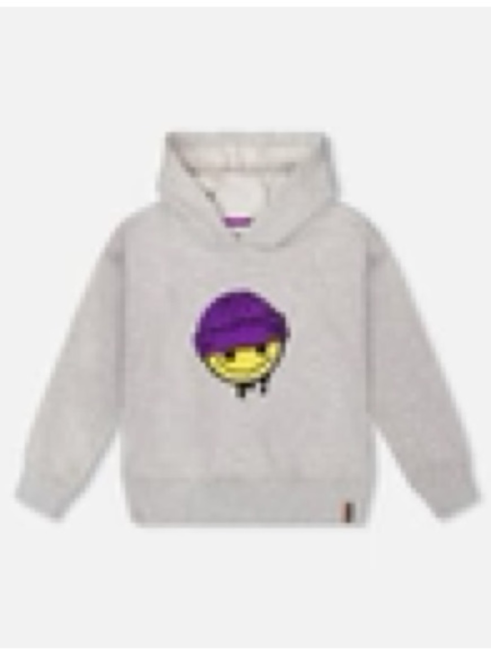 deux par deux Gray Hoodie with Purple Beanie Emoji